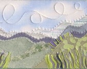 Mountain Landscape Quilted Fabric Postcard