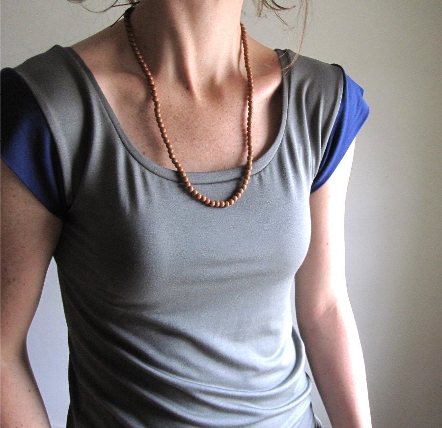 Celadon Gray Green Tee Shirt  - Color Block - Tshirt -  Women's Blouse