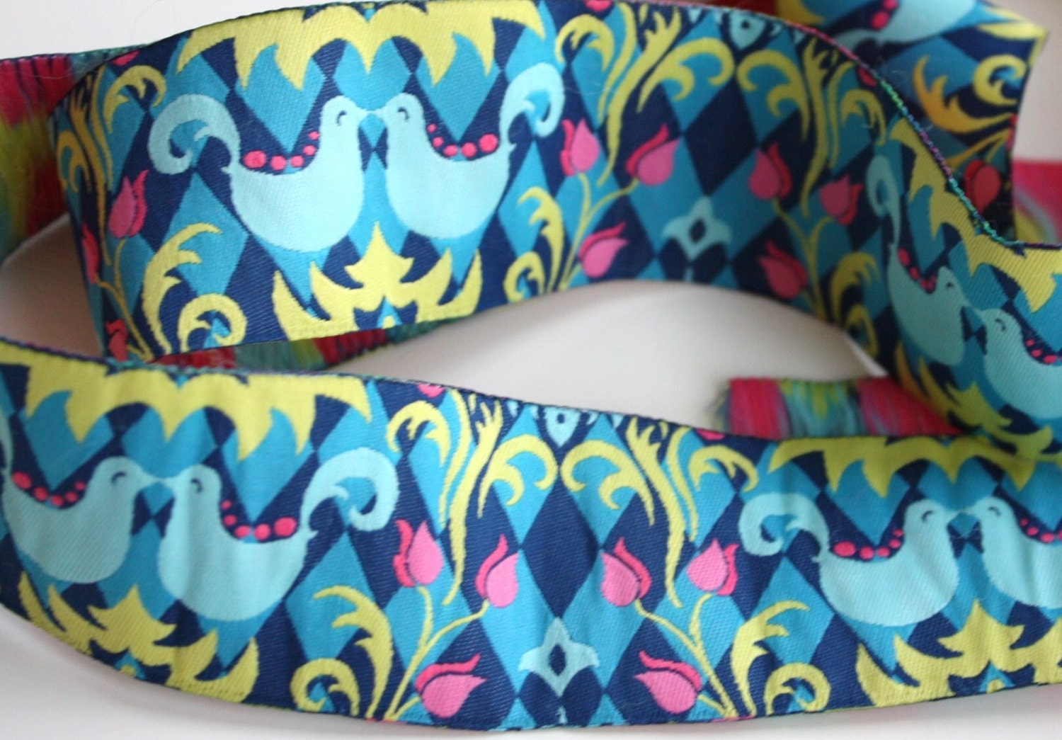 Patty Young RIBBON - 1 1/2 - Birdie Damask - Blue