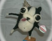 Its PARTY time Ooak Needle Felted Boston Terrier doll