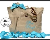 Mrs. and Last Name Super Feature Tote - Personalized Solid Color Bride Wedding Day Tote Teachers New Married Name