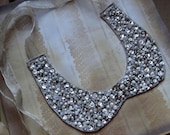 Statement Necklace, Beaded, Bib, Handmade, Peter Pan Collar, Silver, Sequins, Sparkle, Wedding, Valentines Day