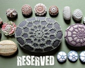 RESERVED   Mixed Media, Decorative Arts, Crochet Lace Stone, Original, Handmade, Home Decor, Wedding, Pale Yellow Thread