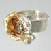 Eco-friendly Statement Ring in Recycled Water Cast Sterling Silver with Peridot and 23k Gold