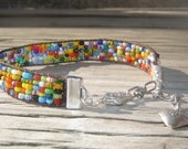 Colorful Fiesta-y Tribal- esque Native Style Leather Wrap Loom Bracelet