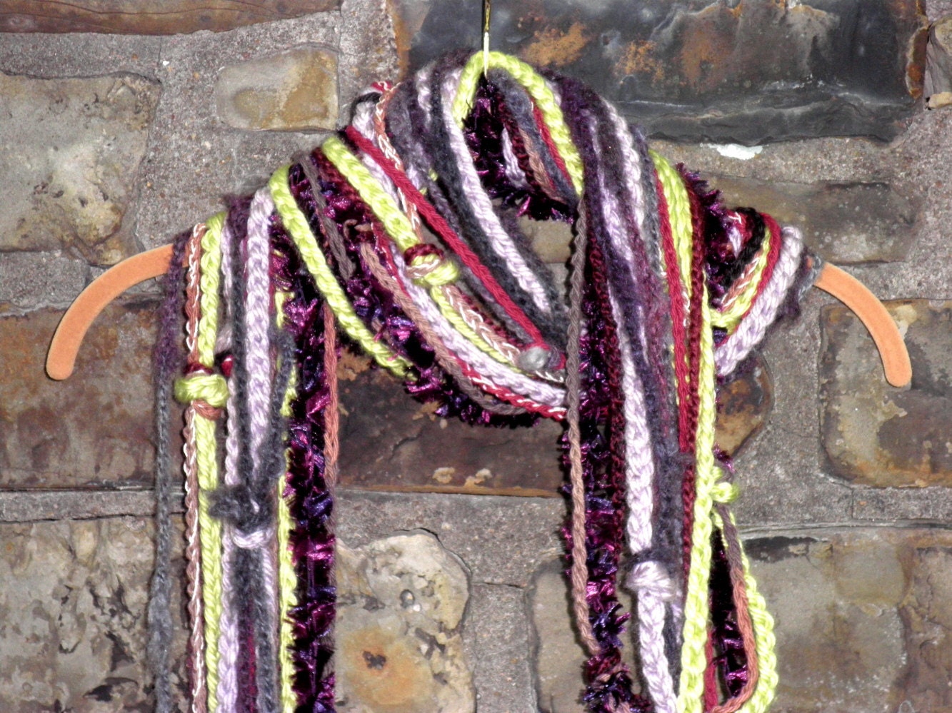 multi textured extra long neck warmer / cowl / string scarf ...by mia baggali