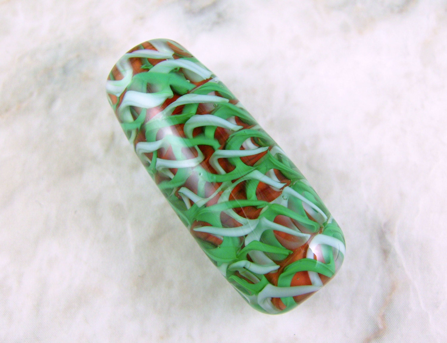 Handmade Lampwork Glass Focal Bead by All My Beads Coral and Green Destash