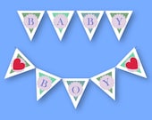 BABY BOY - Baby Shower Banner - Instant Download Digital Printable Pdf - Blue and Lavender