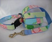 Lilly Pulitzer Island Patch Fabric Handmade Dog Collar and Leash Set  Size: Large