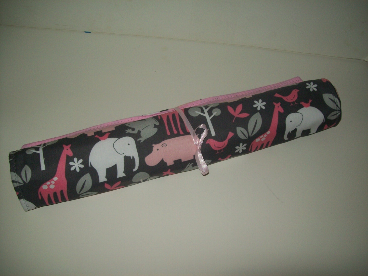 PINK...GRAY...ZOO..animals....Michael Miller...Changing Pad...diapers...padded