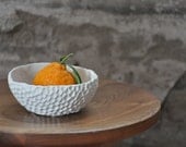 Hive Textured Ceramic Bowl - White Porcelain Serving Beach Decor