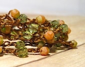 Pink and Green Beaded Wrap Bracelet,  Wrap Anklet, Wrap Around Bracelet, Boho Jewelry, Beach Jewelry, Summer Fashion Accessory