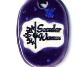 Secular Woman Fundraiser Ceramic Necklace in Purple and Blue