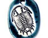 Trilobite Ceramic Necklace in Spotted Teal