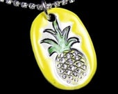 Pineapple Sparkle Surly Necklace with Swarovski Crystals in Yellow Glaze