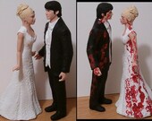 Custom Half Zombie Half Normal Wedding Cake Toppers Figure set - Personalized to Look Like Bride Groom from your Photos