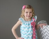 Aqua and White Simply Cute Chevron Dress