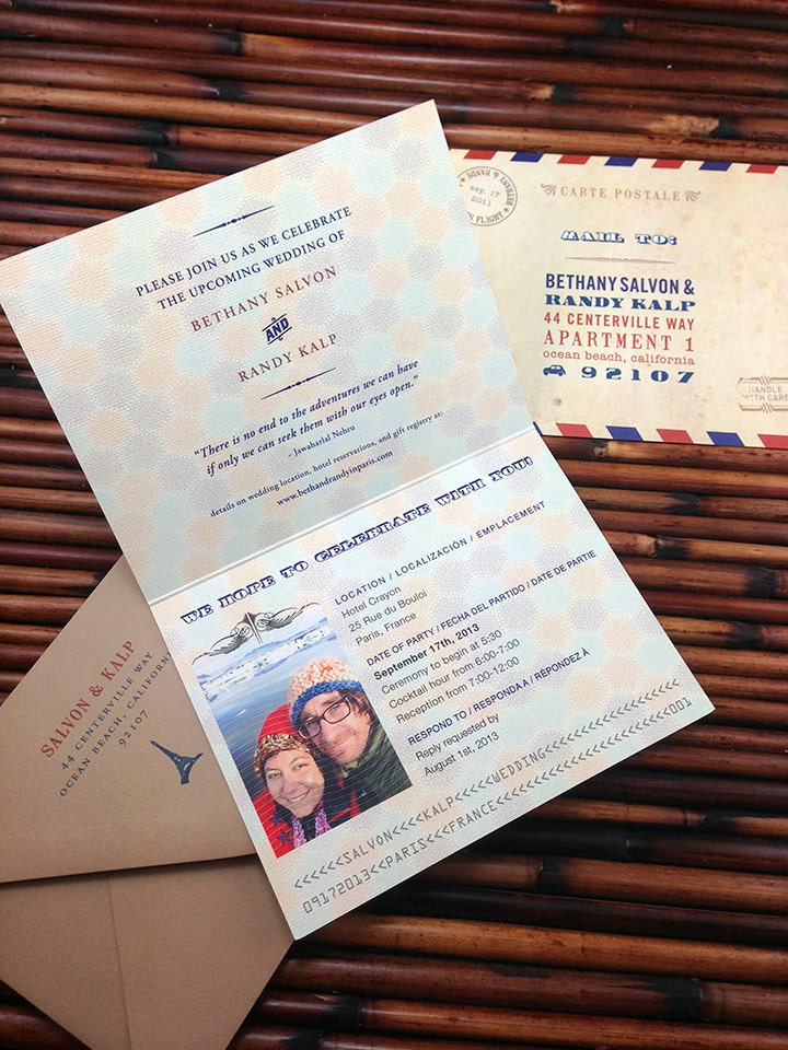 10 - Wanderlust Passport Invitations great for birthdays, weddings, showers