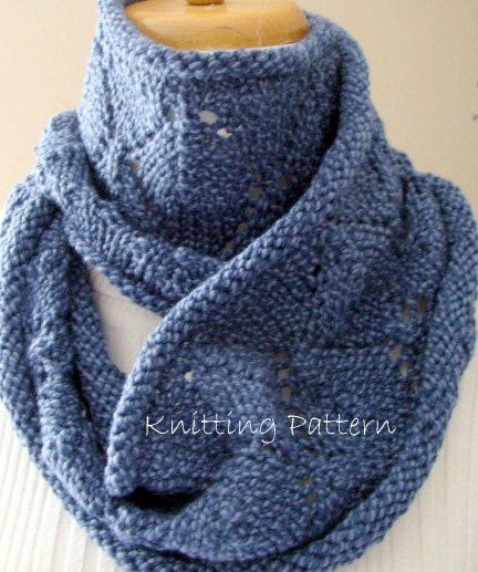 Leafy Lace Infinity or Regular Cowl Knitting Pattern