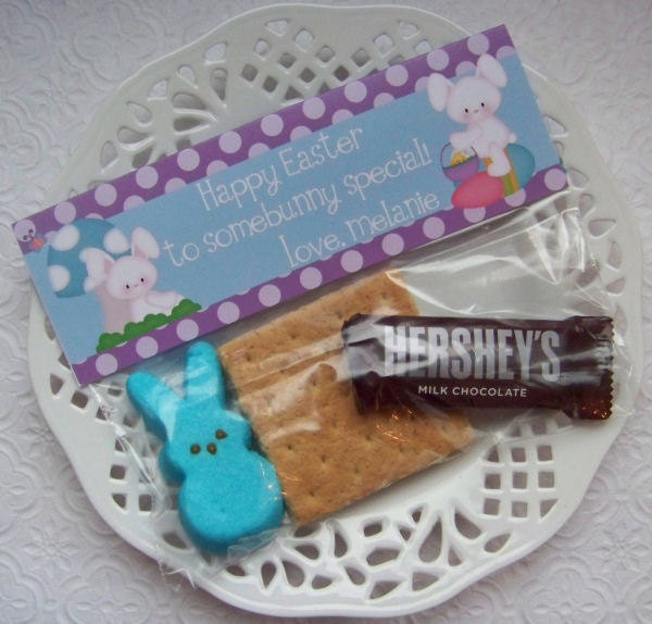 Printable Personalized Easter Bunny Peep Smores Bag Toppers