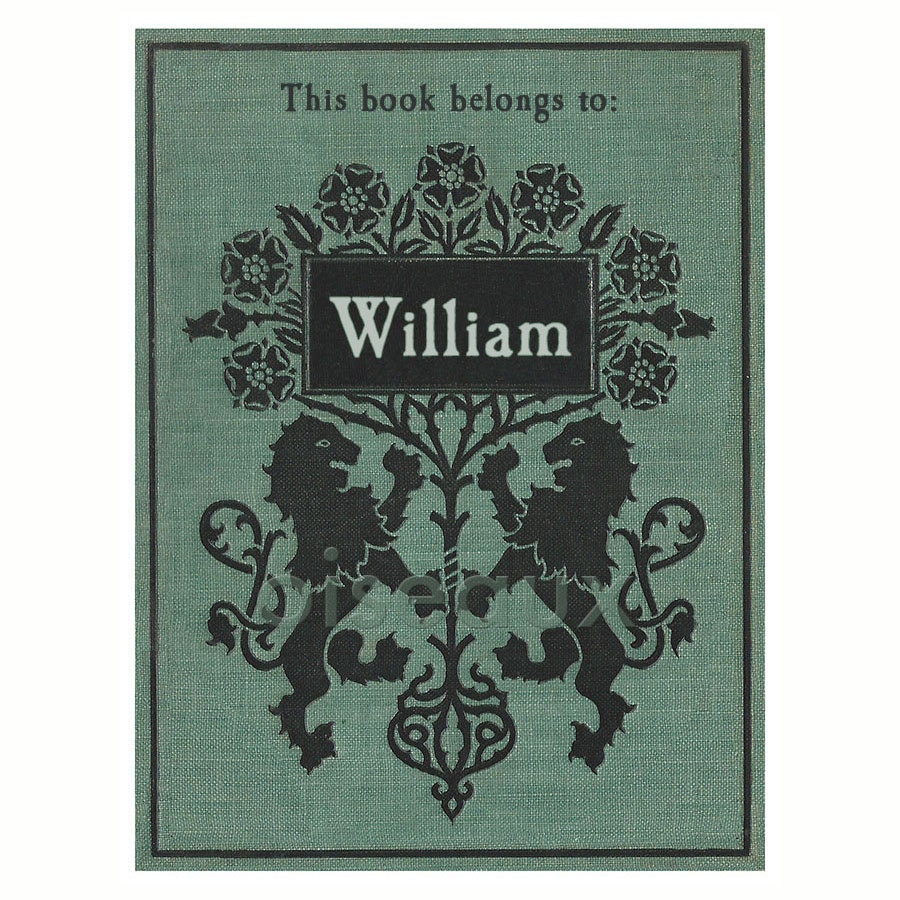 Lions and Roses - Vintage Personalized Bookplates, Emblem, Scottish Lions, Perfect Teacher's Gift