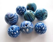 Blue Sampler Handmade Polymer Clay  Beads Jewelry Supplies