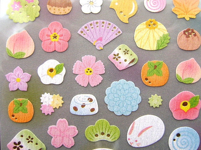 Japanese Stickers Wagashi Traditional Japanese Sweets Chiyogamii  (S18)