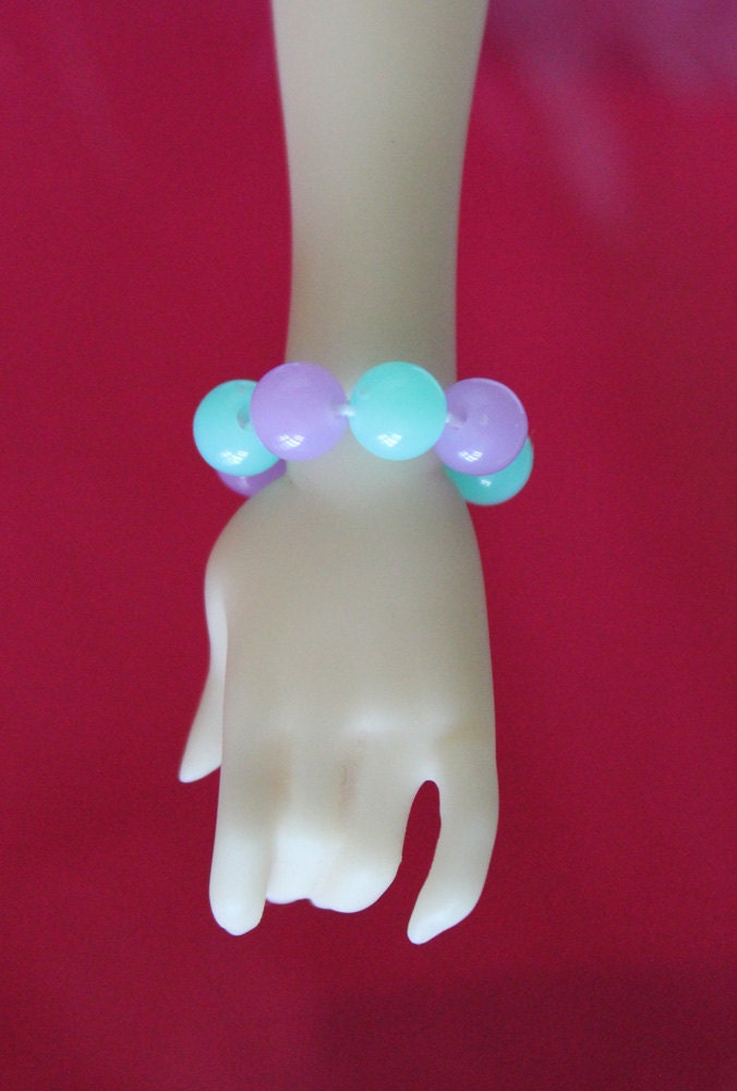 Pop Bubblegum Mini Bracelet for MSD YoSD BJD Doll Light Blue x Light Purple Jewelry Cute Pop Kei Fairy Kei Style Rave