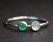 Chrysoprase and Moonstone - Ring - Sterling silver