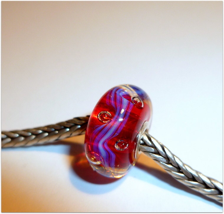 Luccicare Lampwork Bead - Fire Bubbles -  Lined with Sterling Silver