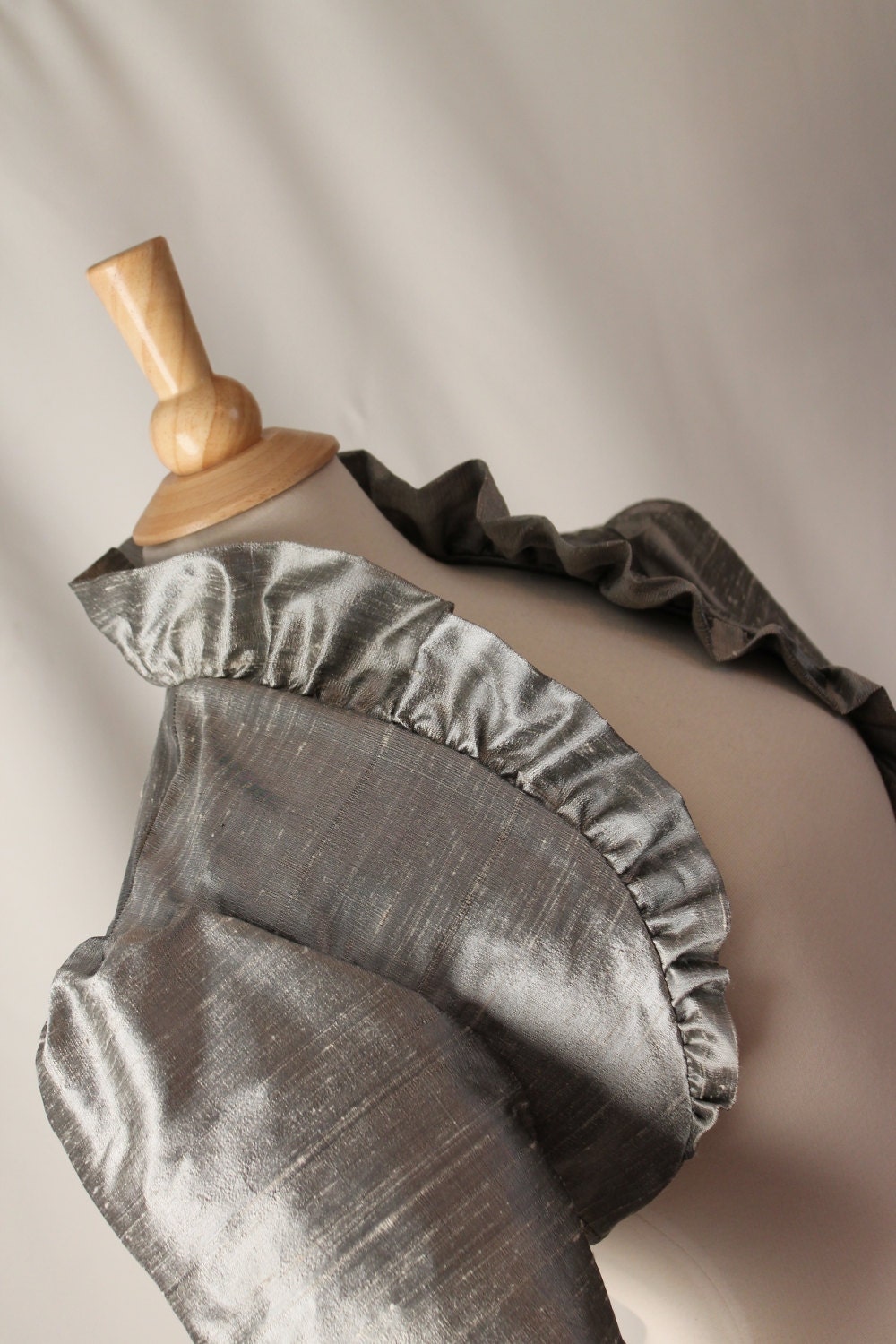 Charlize Silk Ruffle Collar Wedding Bolero 3/4 Sleeve - Custom Made to Order Wedding Dress Accessory