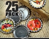 25 Flat Bottle Caps with Split Rings. Annie Howes.