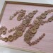 Baby Nursery Button Letter Monogram on Silk -- Taupe Tan Buttons on Light Pink Silk -- Ready-to-Frame (frame not included)