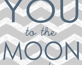 Boy Nursery Print, Love you to the moon, Boy Nursery Home Decor, Nursery Art, 5x8 art print on wood by Jennifer McCully