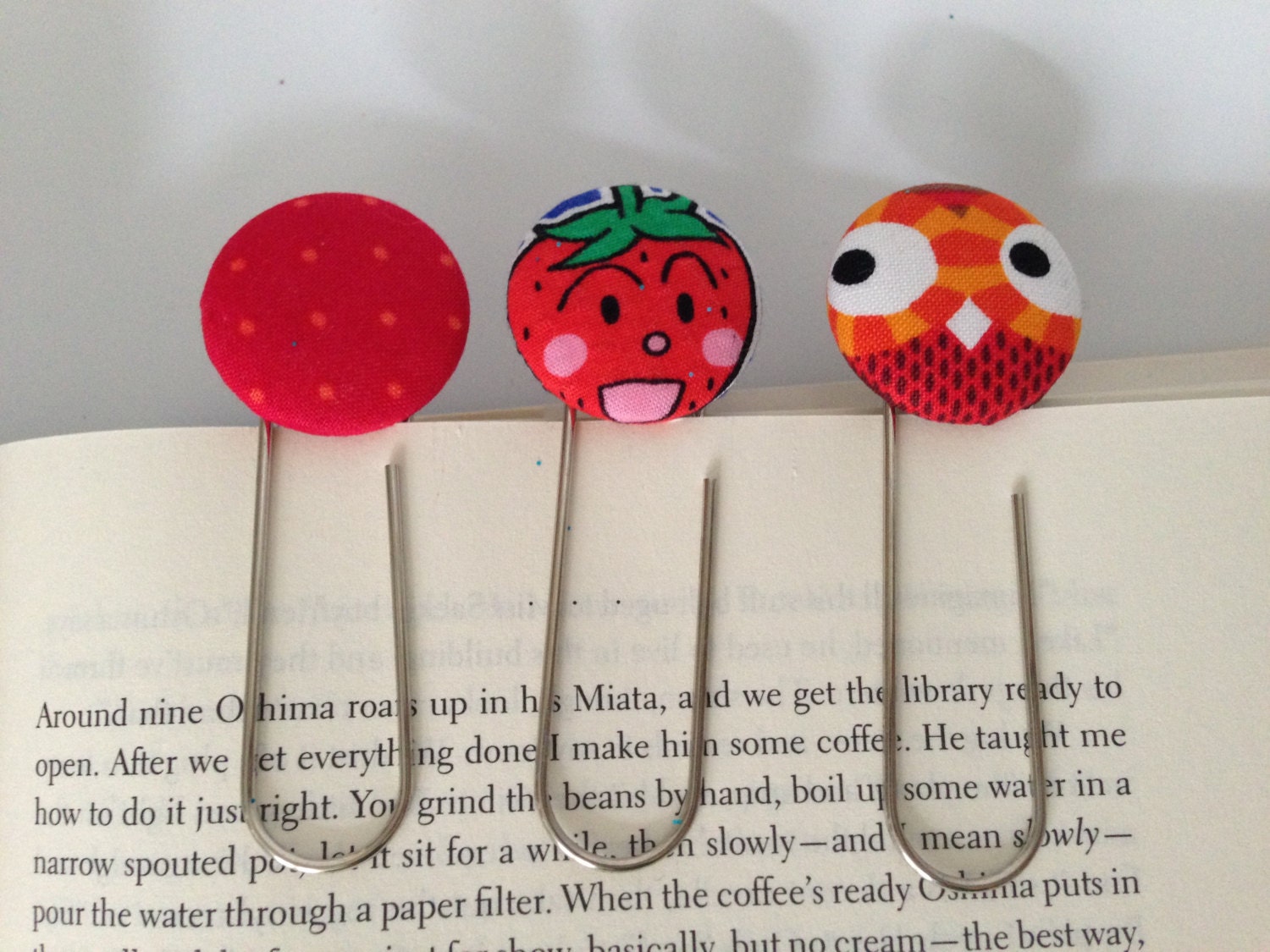 bookmark giant paper clip pick one polkadot strawberry owl