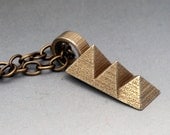 Pyramid Necklace - Bronze Steel Long Necklace - Industrial Style Pendant  Necklace