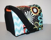 Diaper Bag / Nappy Tote / Purse / Baby Bag / Toddler Tote / MESSENGER Bag / More Pockets / Clementine Flower Shower Aqua Chevron