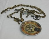 Time Piece Mixed Media Collage Style Necklace