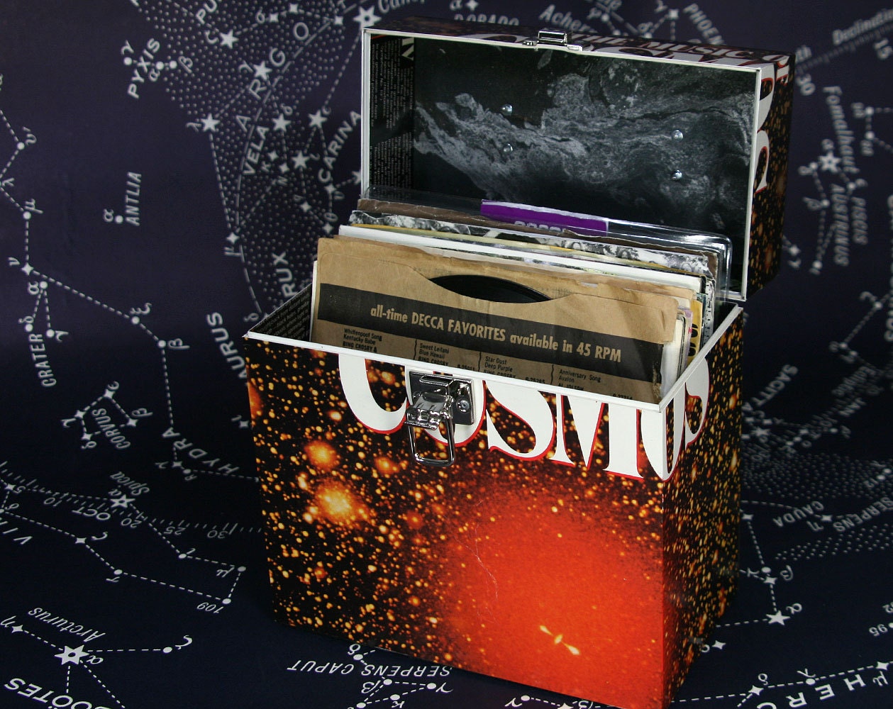 Cosmic Record Case 7-inch Vinyl 45's - Handmade from Recycled Record The Music of Cosmos