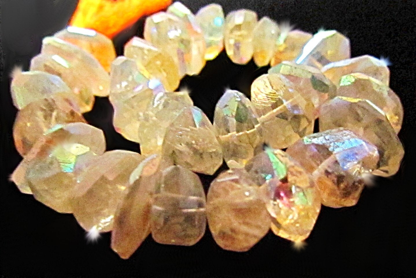 Citrine, Nugget, Irregular, AB Champagne