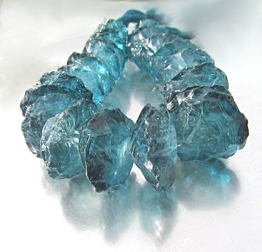 London Blue Quartz, Center Drilled, Hammered