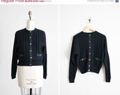 SALE 25% OFF cable knit sweater / black sweater / wool cardigan