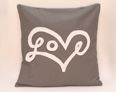 Love Pillow Cover in Grey