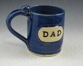 Stoneware Mug for DAD, Ceramic Coffee Cup, Royal Blue  m181