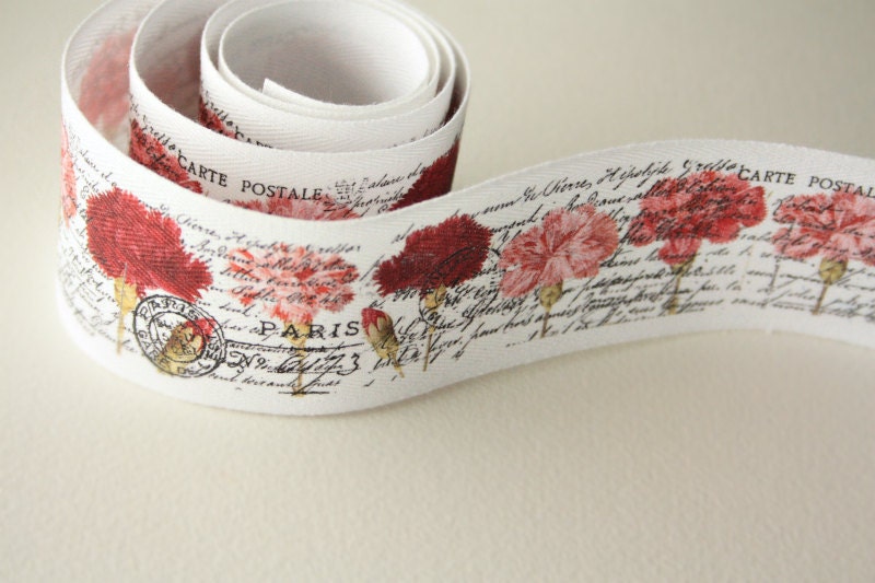 NEW Carnations  Wide Cotton Tape