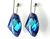Bermuda Blue Crystal Dangle Earrings Bridal Party Earrings Galactic Light Rose