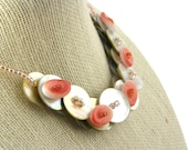 Czech Glass Vintage Button Necklace Mother of Pearl