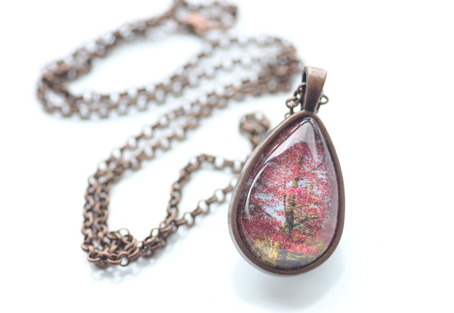 Autumn Trees In Australia, Vintage Copper, Photography, Photo Jewelry, Nature Photography