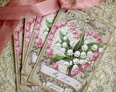 Lily of the Valley Tags - Vintage Lily - My Love Lily Tags - Set of 4