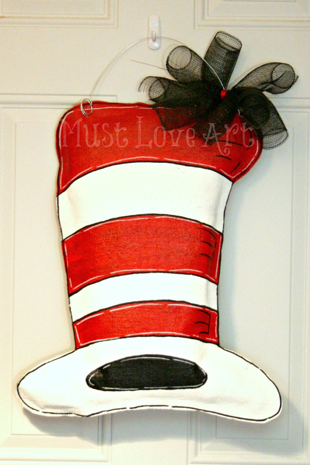 Dr. Seuss Hat Burlap Door Hanger Decoration Cat in the Hat